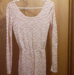 Blush pink lace romper